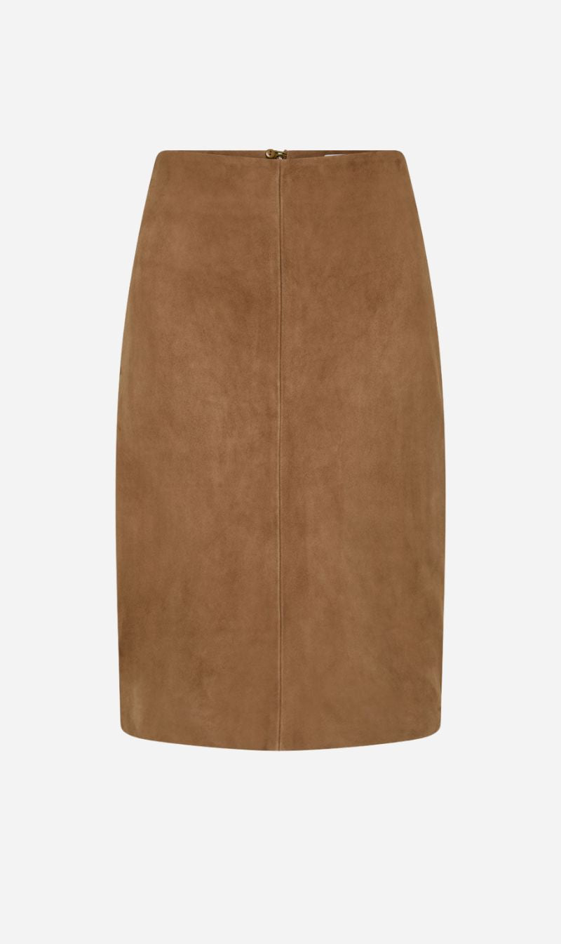 St Agni | Suede Pencil Skirt - Toffee