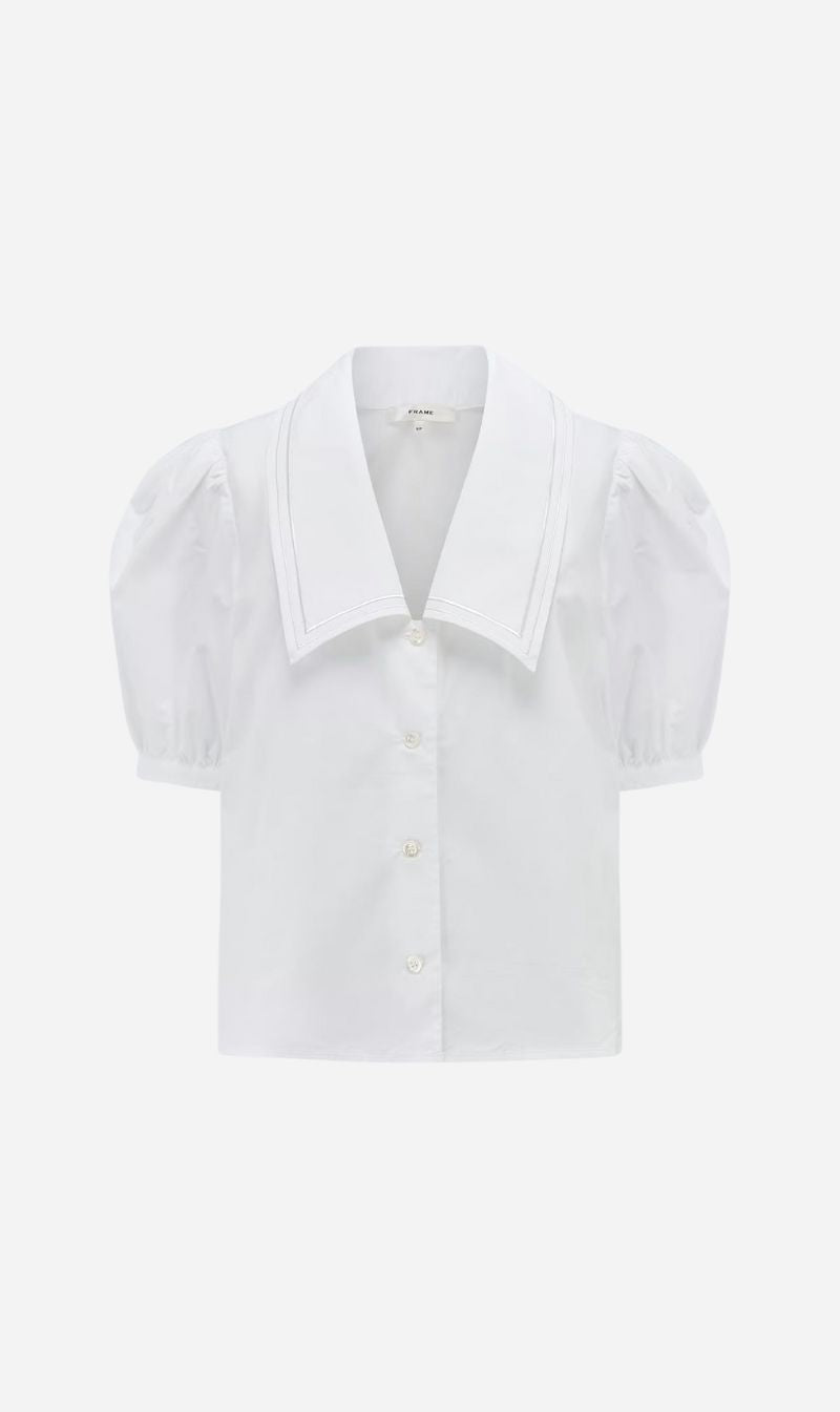 Frame Denim | The Poplin Sailor Blouse - White