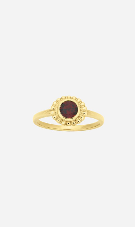 Zoe & Morgan | Odette Ring - Gold/Round Garnet