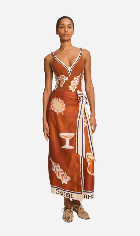 Alemais | Soleil D'Amour Silk Sarong - Rust