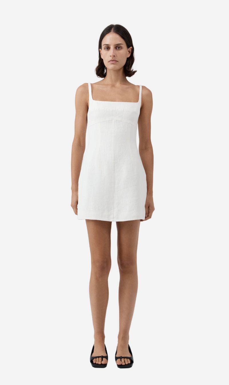 St Agni | Tailored Square Neck Mini Dress - Off White