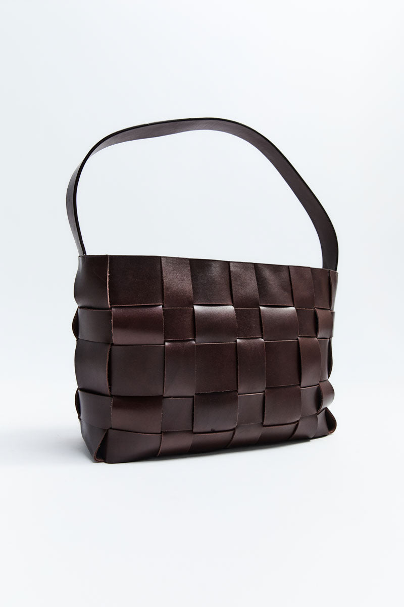 St Agni | Woven Mini Tote - Chocolate