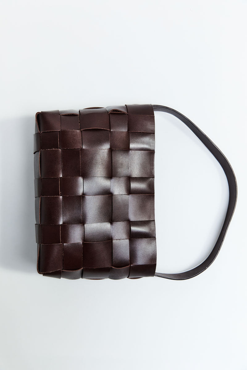 St Agni | Woven Mini Tote - Chocolate