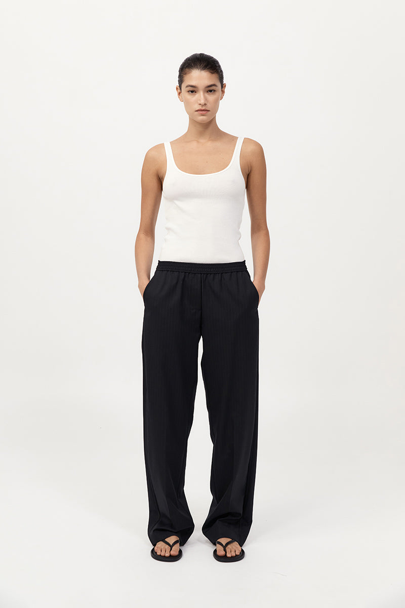 St Agni | Tailored Active Pants - Black Pinstripe