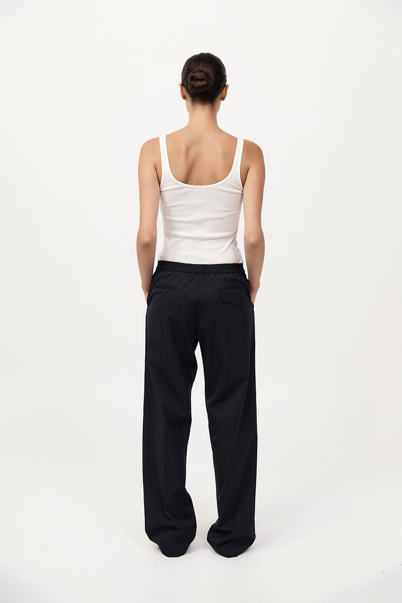 St Agni | Tailored Active Pants - Black Pinstripe