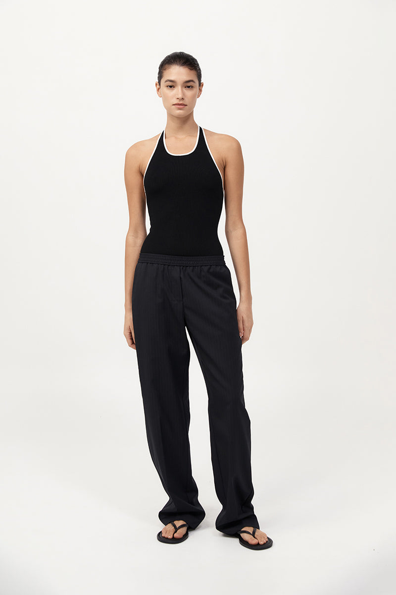 St Agni | Fine Line Halter Top - Black