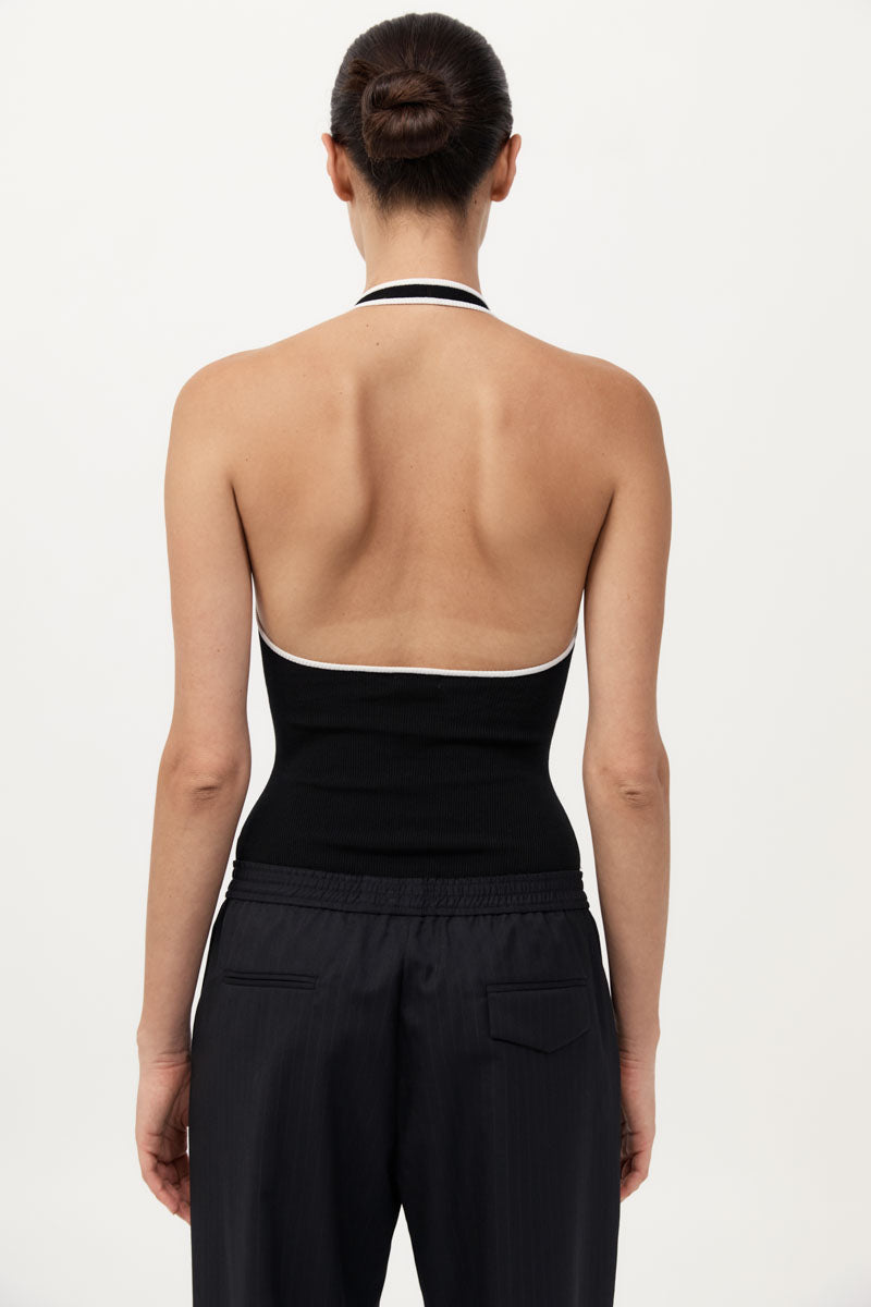 St Agni | Fine Line Halter Top - Black