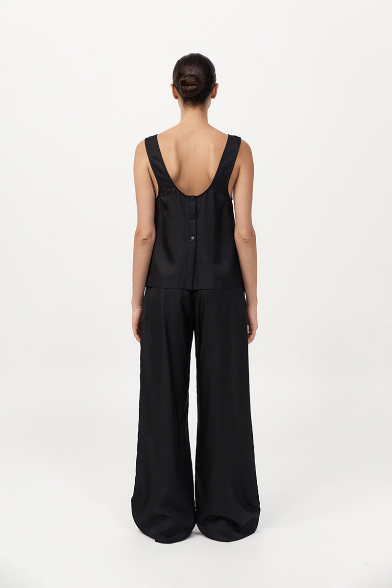 St Agni | Silk Twill Pants - Black