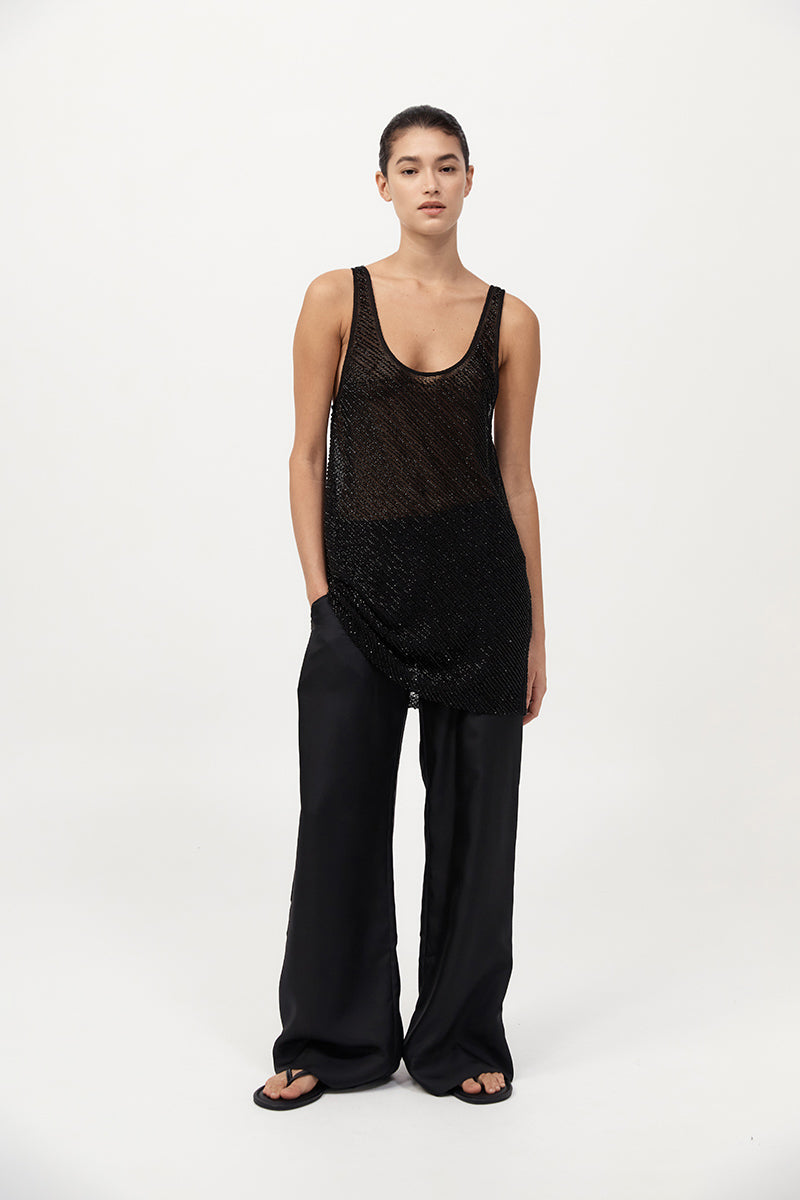 St Agni | Silk Twill Pants - Black