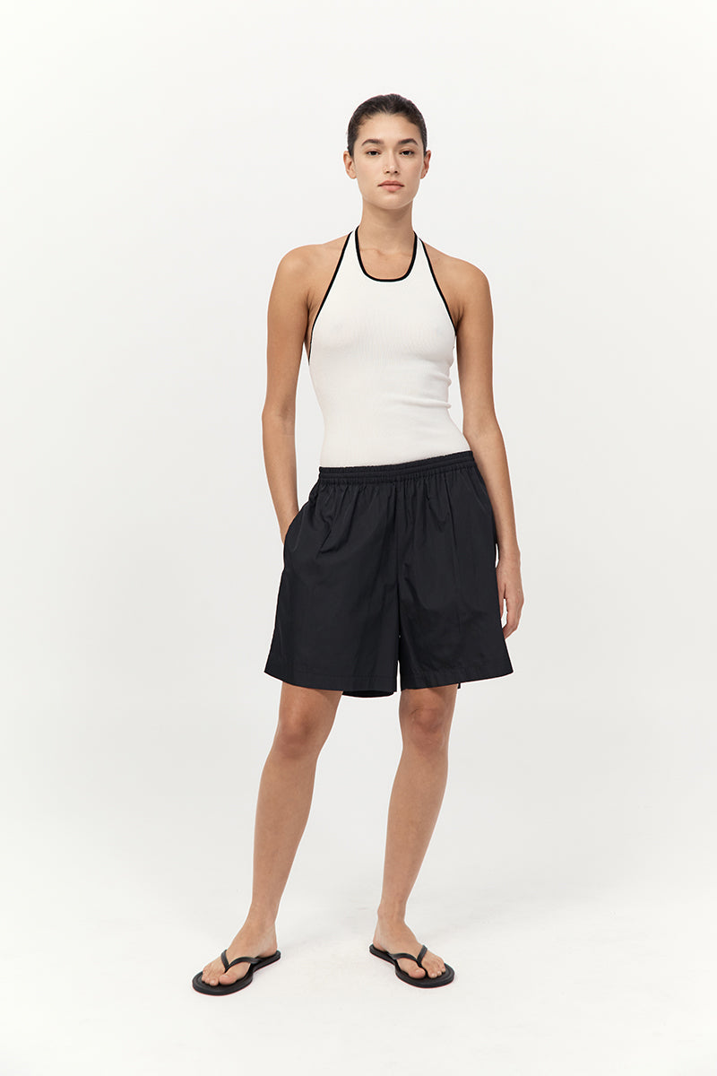 St Agni | Fine Line Halter Top - Off White/Black