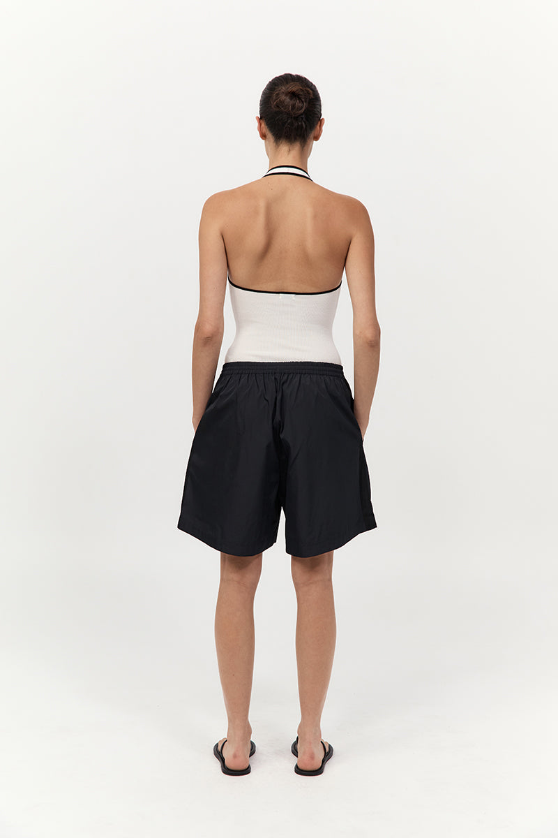 St Agni | Fine Line Halter Top - Off White/Black