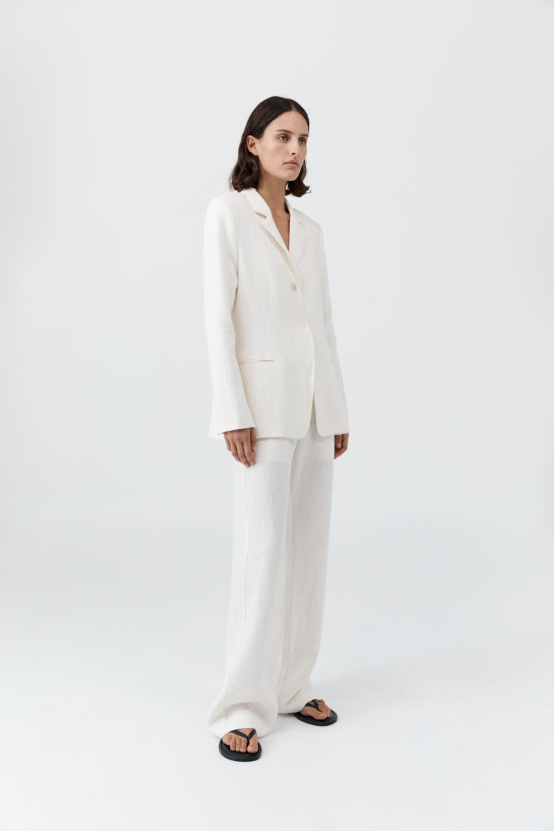 St Agni | 90s Linen Blazer - Off White