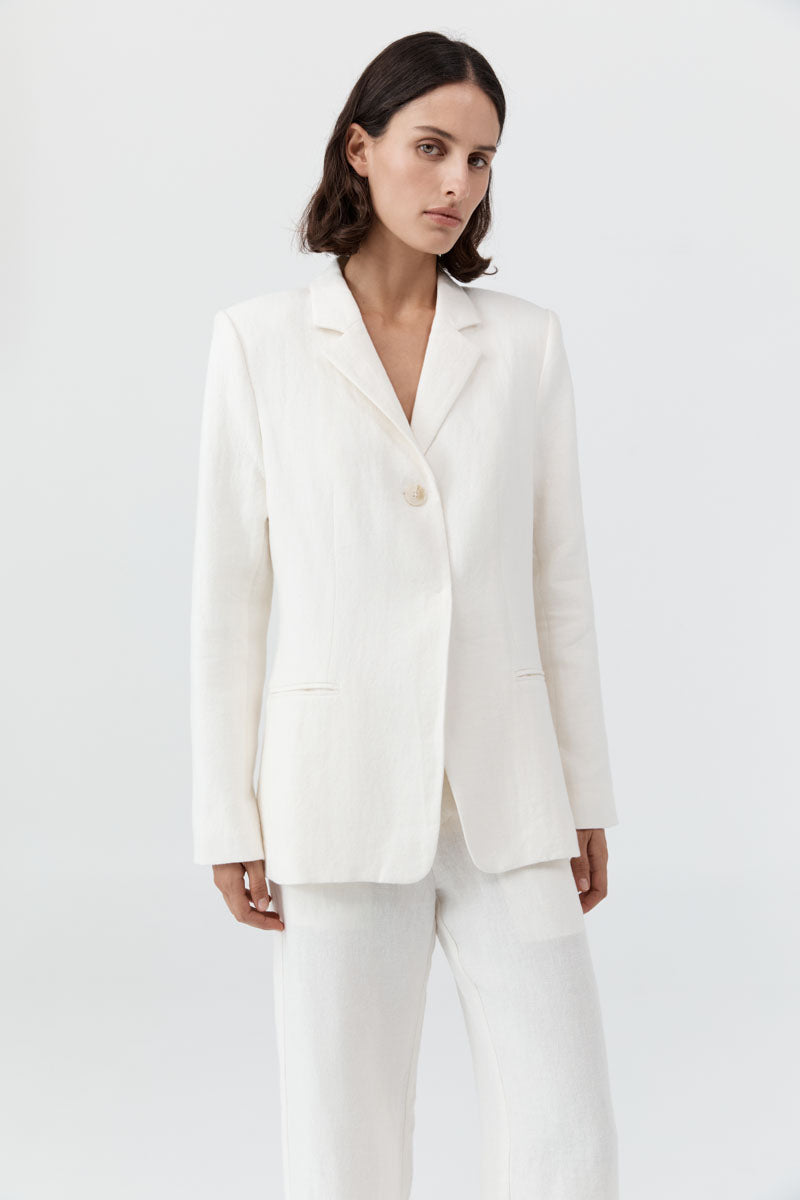 St Agni | 90s Linen Blazer - Off White