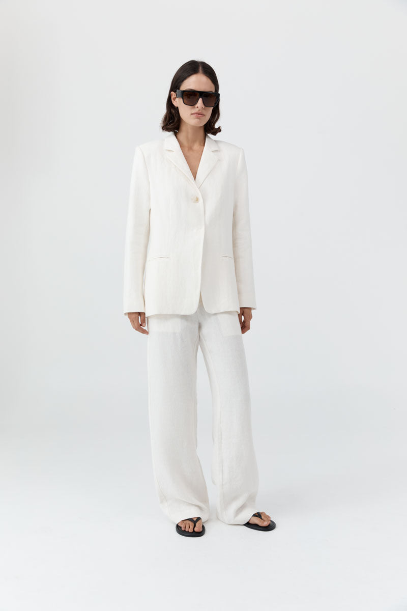 St Agni | 90s Linen Blazer - Off White
