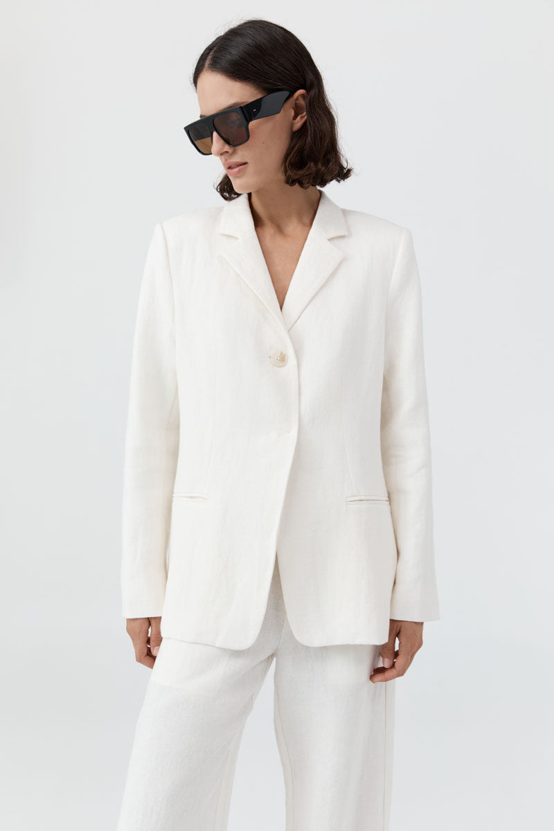 St Agni | 90s Linen Blazer - Off White