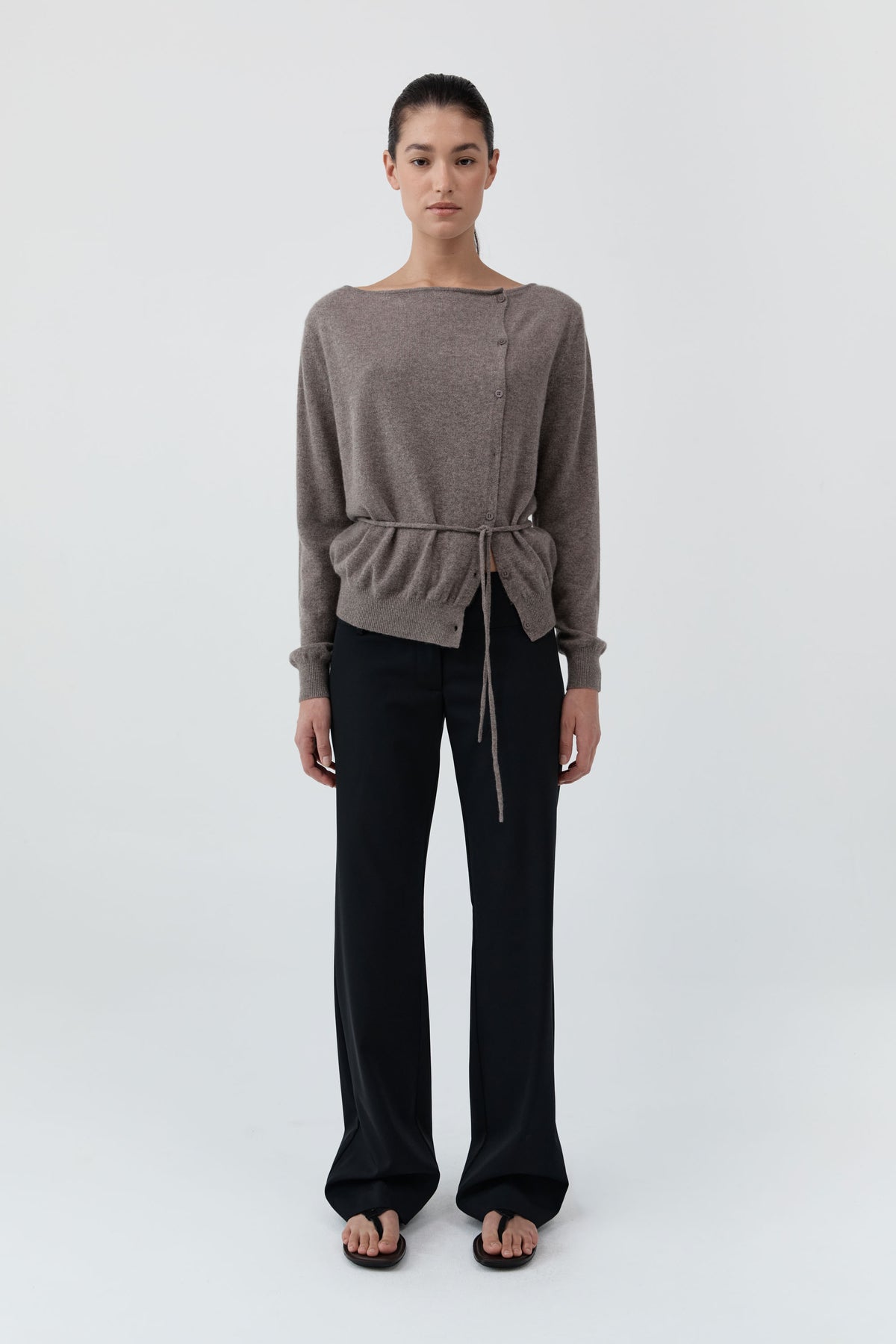St Agni | Cashmere Asymm Cardigan - Vapor