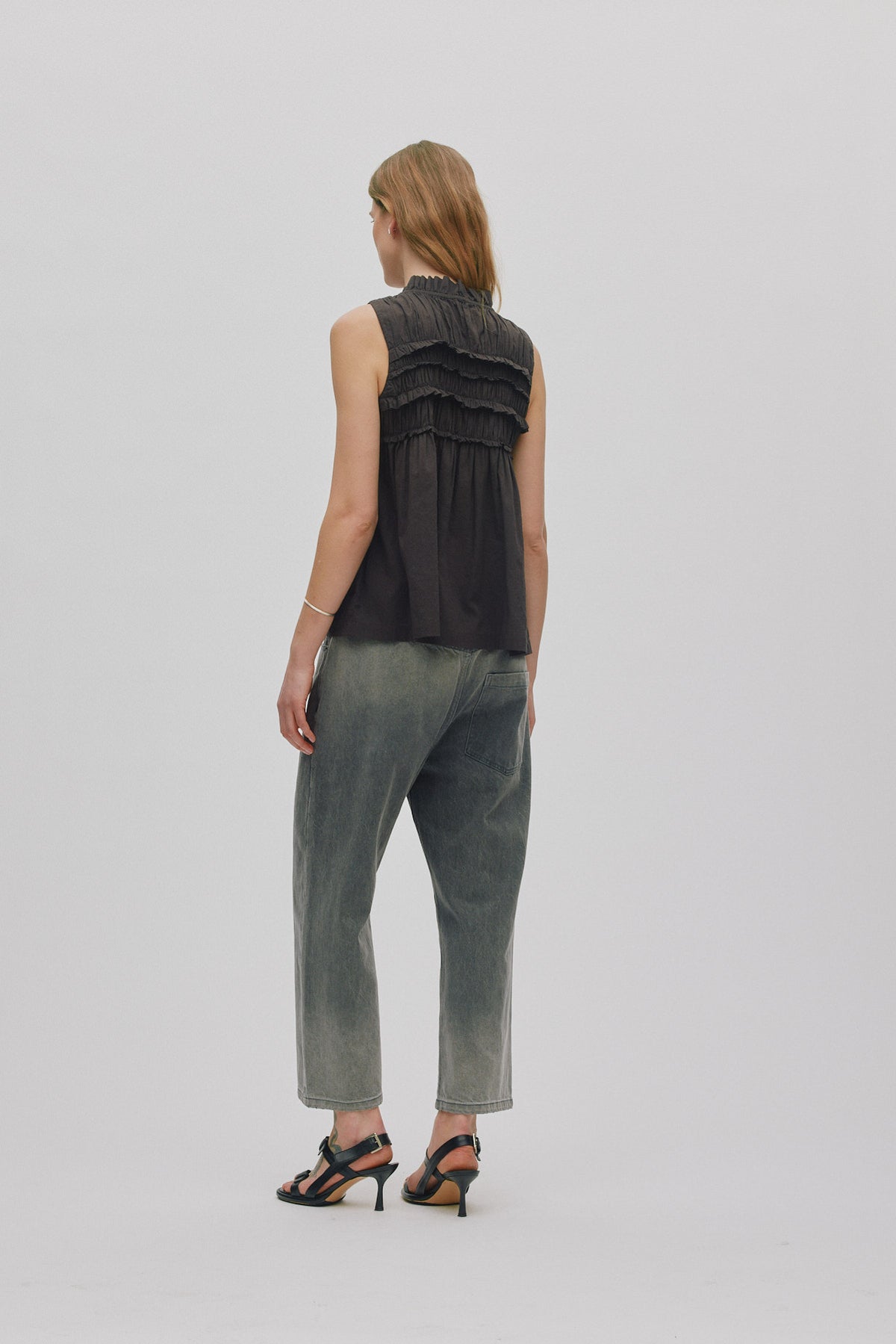 Rabens Saloner | Voile Frill Halter Top - Liquorice
