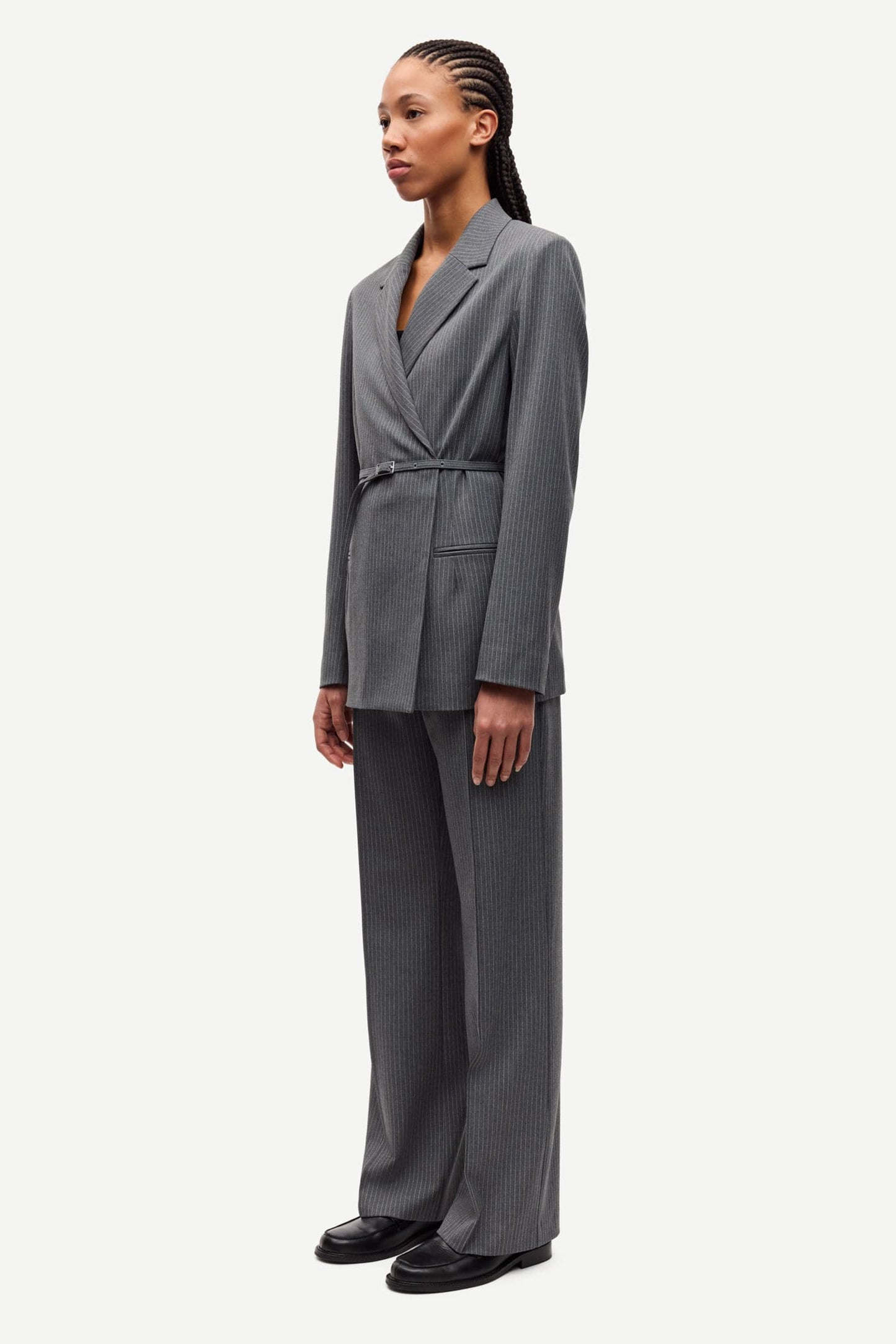 Samsoe Samsoe | Salot Blazer - Dark Gull Grey Pinstripe