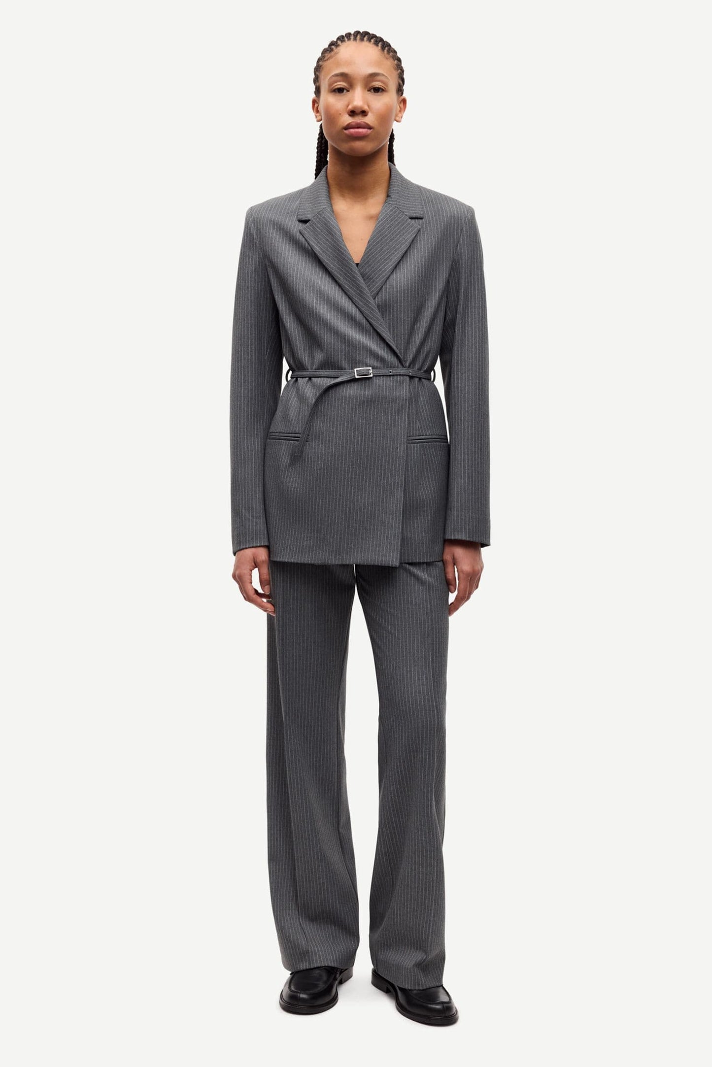 Samsoe Samsoe | Salot Blazer - Dark Gull Grey Pinstripe