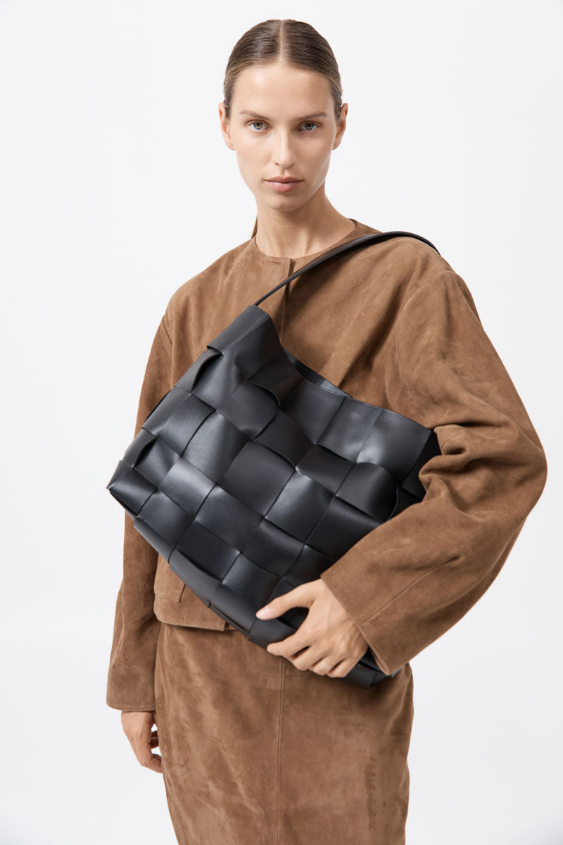 St Agni | Woven Large Tote - Black