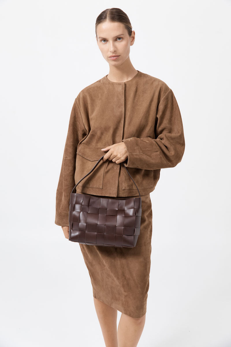 St Agni | Woven Mini Tote - Chocolate