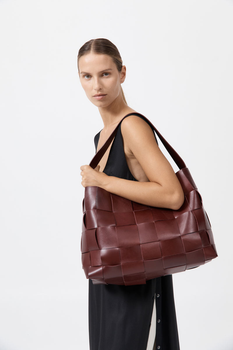 St Agni | Woven Large Tote - Plum