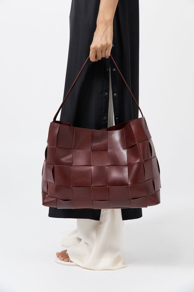 St Agni | Woven Large Tote - Plum