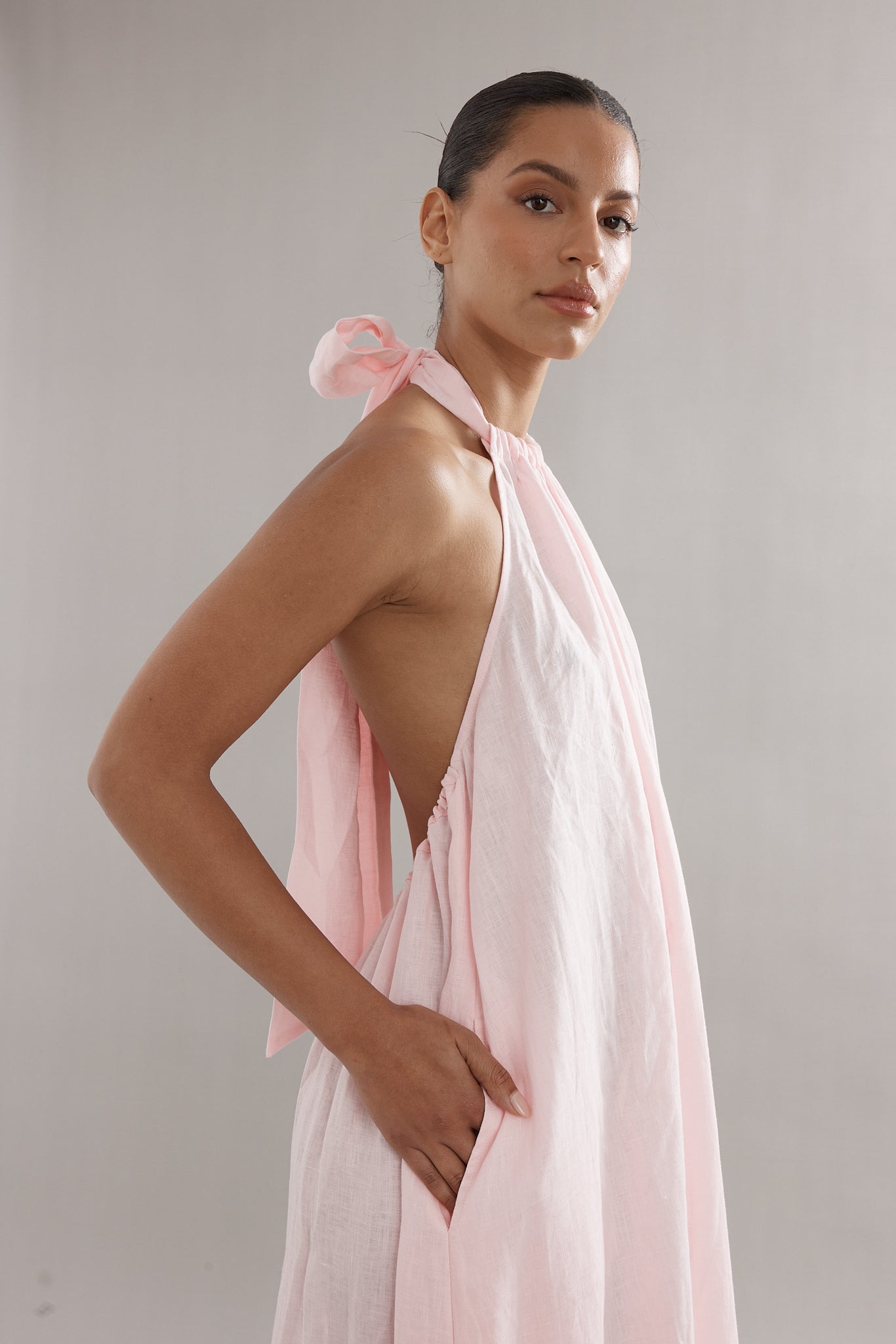 Caitlin Crisp | Bianca Dress - Pink Linen