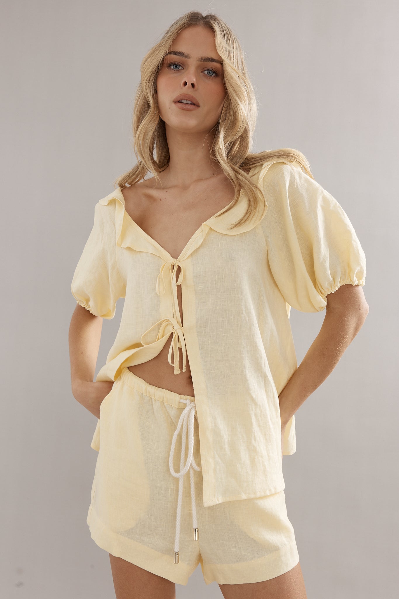 Caitlin Crisp | Little Darling Blouse - Yellow Linen