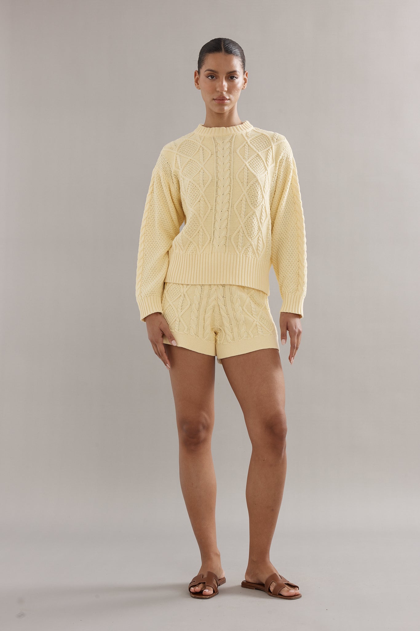 Caitlin Crisp | Cotton Cable Knit Jumper - Yellow