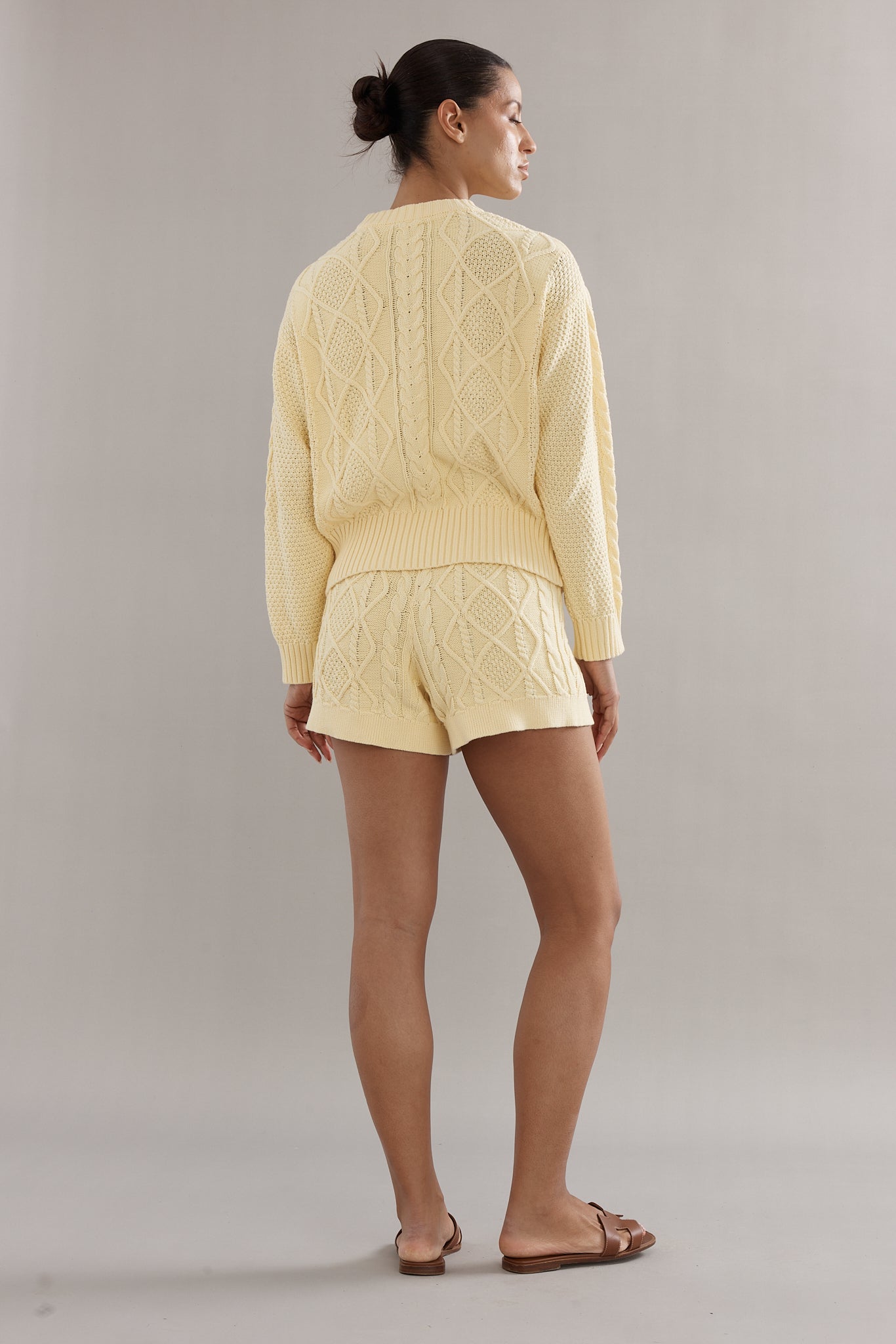 Caitlin Crisp | Cotton Cable Knit Jumper - Yellow