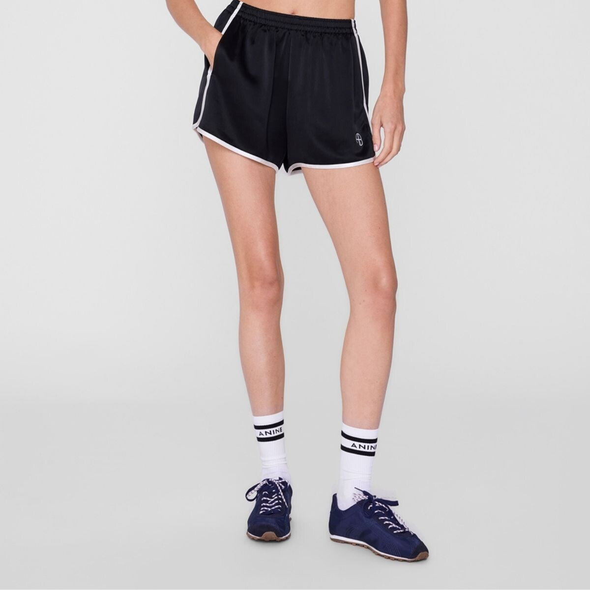 Anine Bing | Sully Sporty Socks - White & Black Stripe