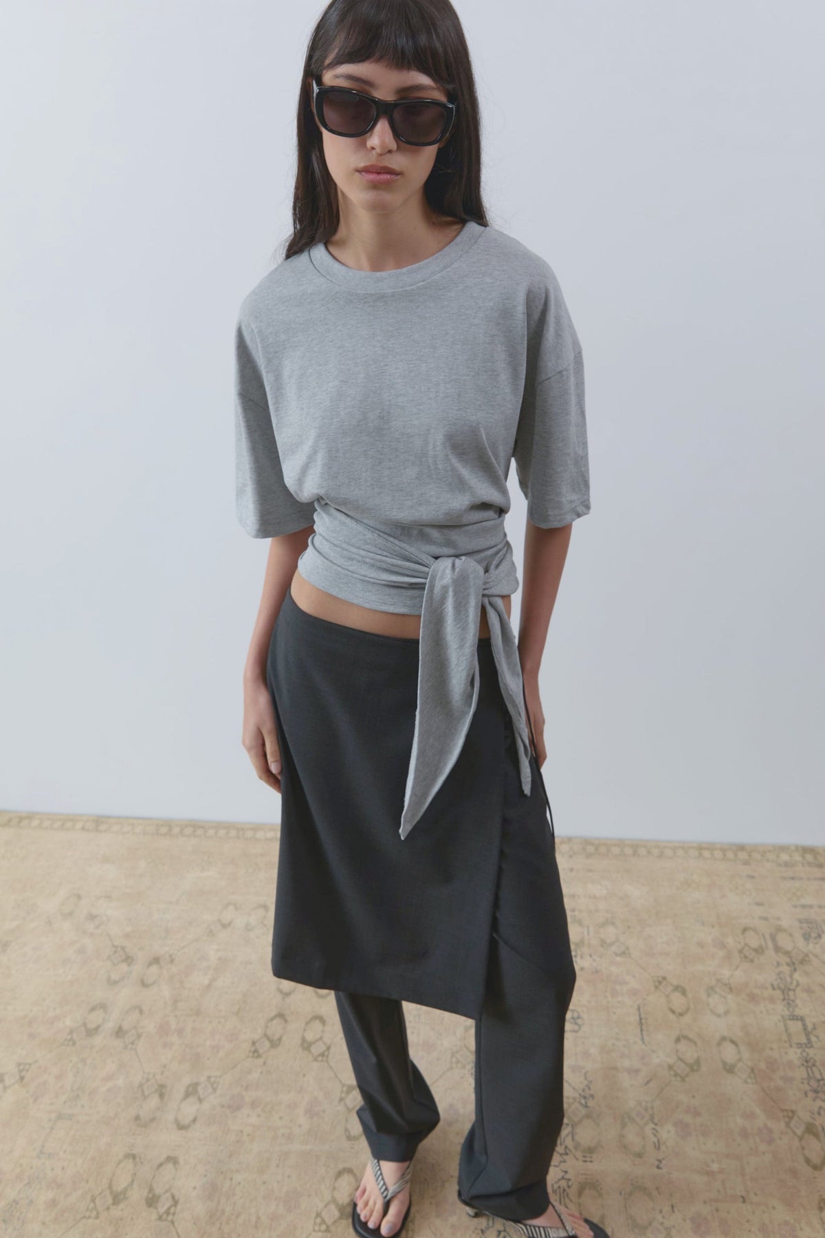 St Agni | Wool Sarong Pants - Dark Graphite