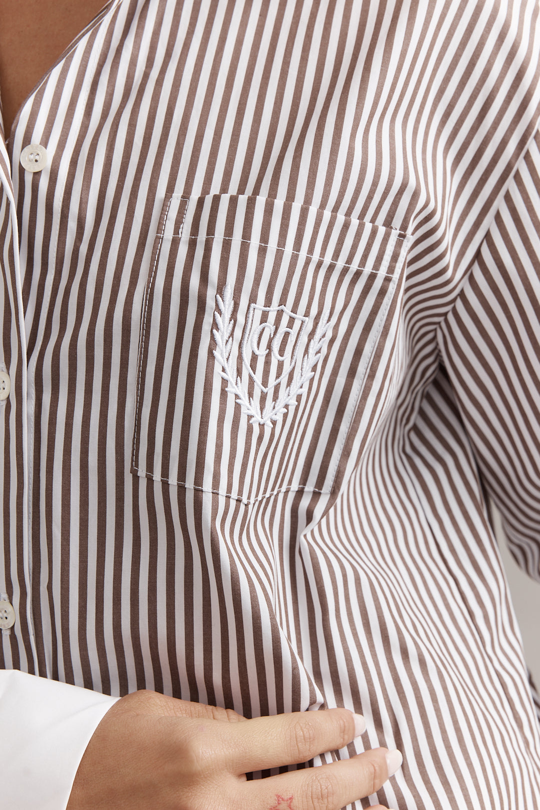 Caitlin Crisp | Varsity Shirt - Mocha Stripe