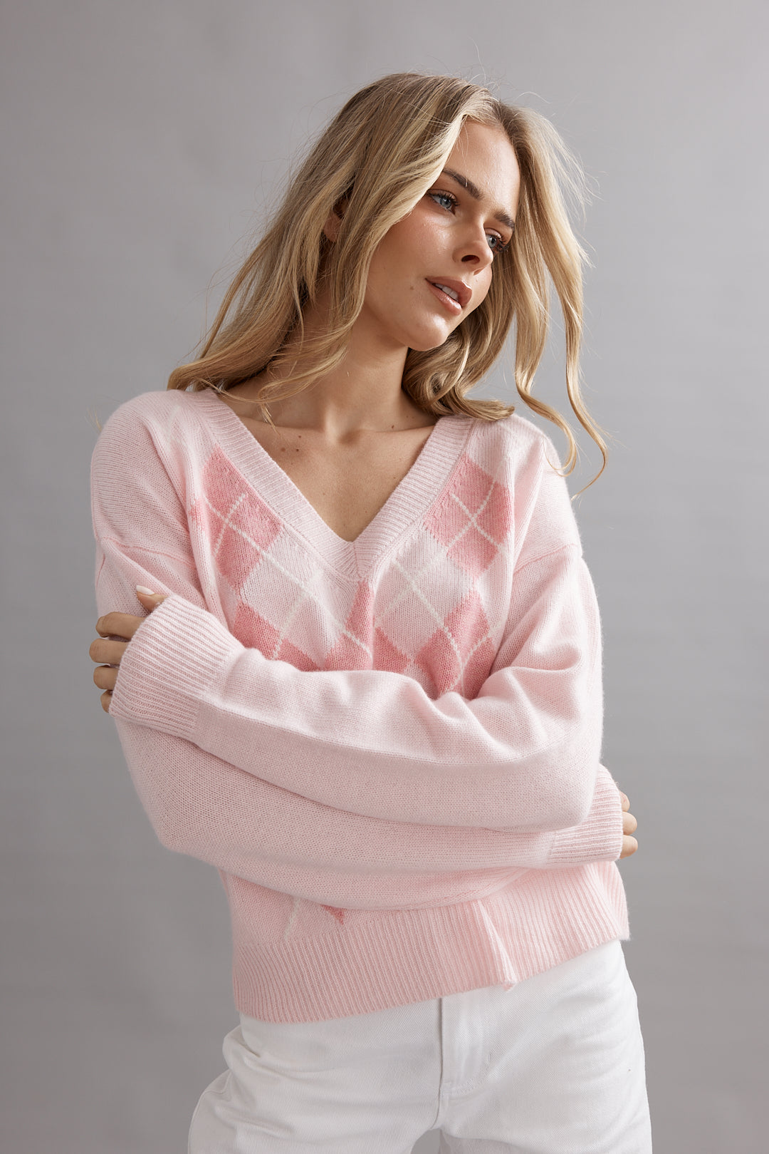 Caitlin Crisp | Argyle Jumper - Marshmellow