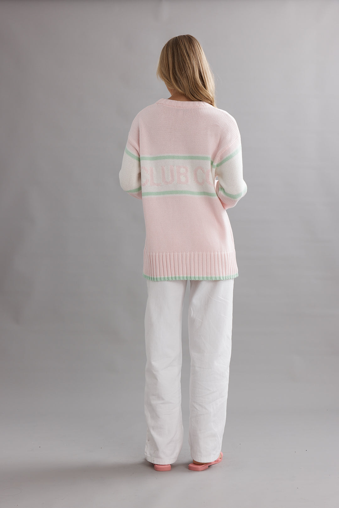 Caitlin Crisp | Club CC Stripe Jumper - Pink/Mint