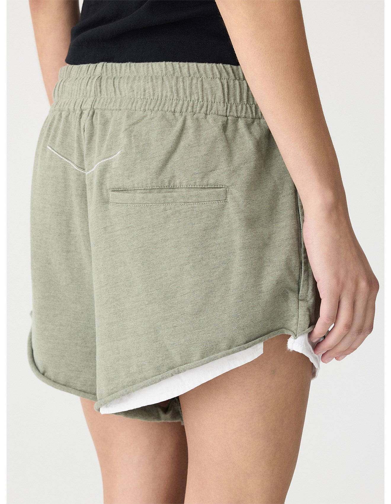 Bassike | Pocket Detail Raw Edge Short - Sage Marl