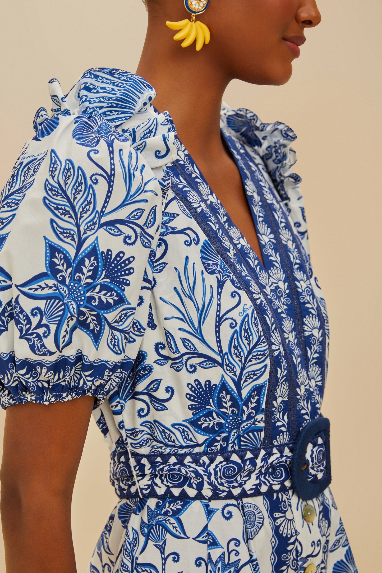 Farm Rio | Shell Garden Off White Romper - Off White