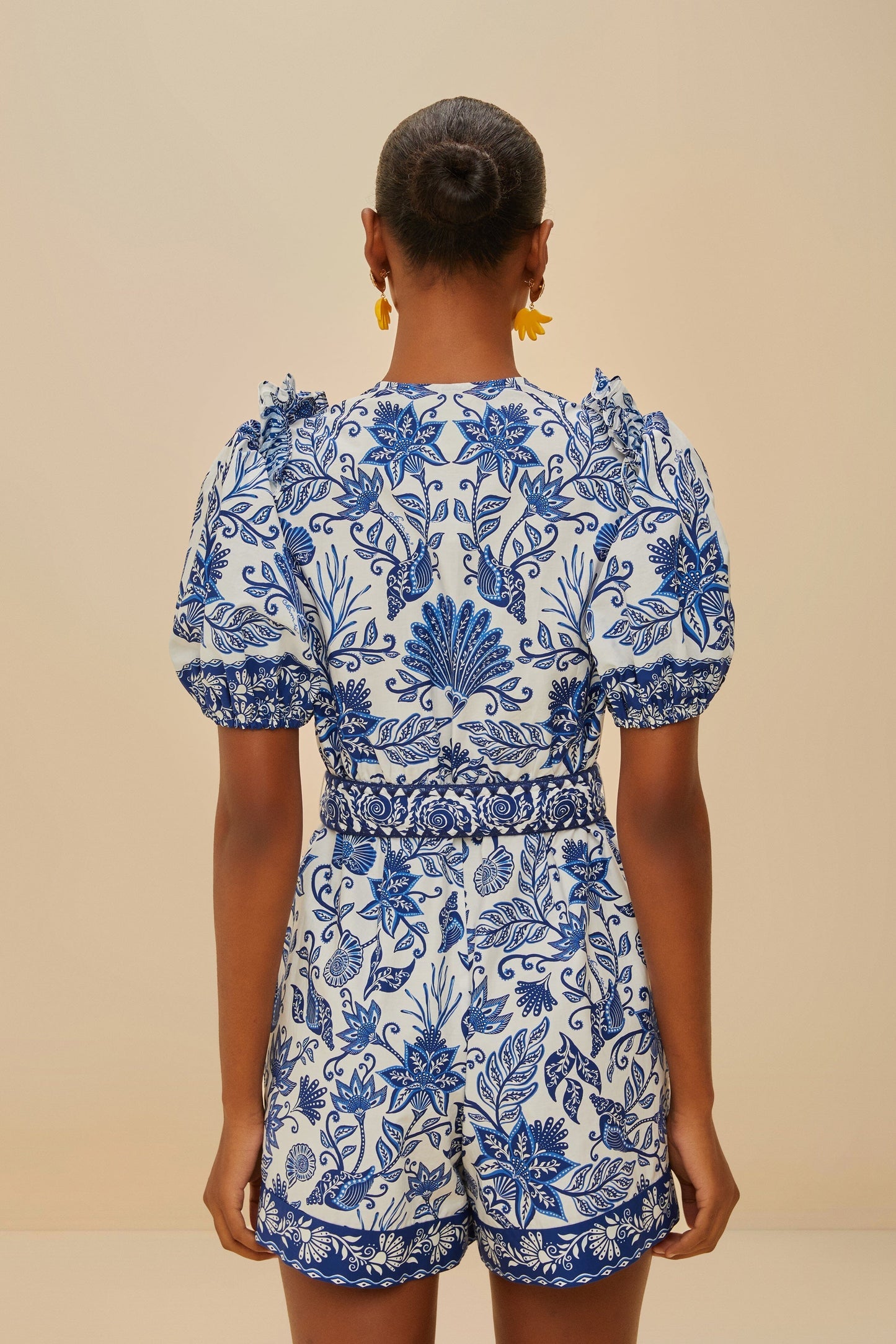 Farm Rio | Shell Garden Off White Romper - Off White