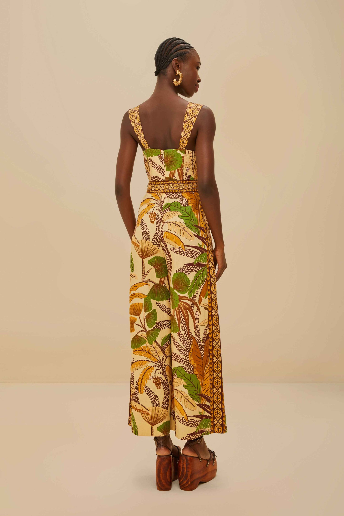 Farm Rio | Foliage Jumpsuit - Sketch Sand