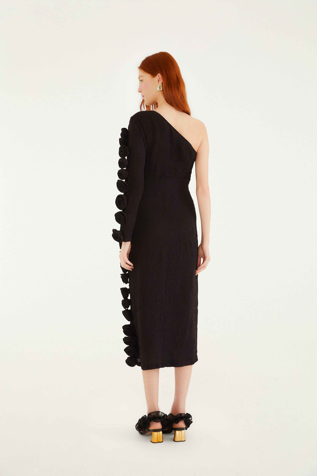 Farm Rio | One Shoulder Midi Dress - Black