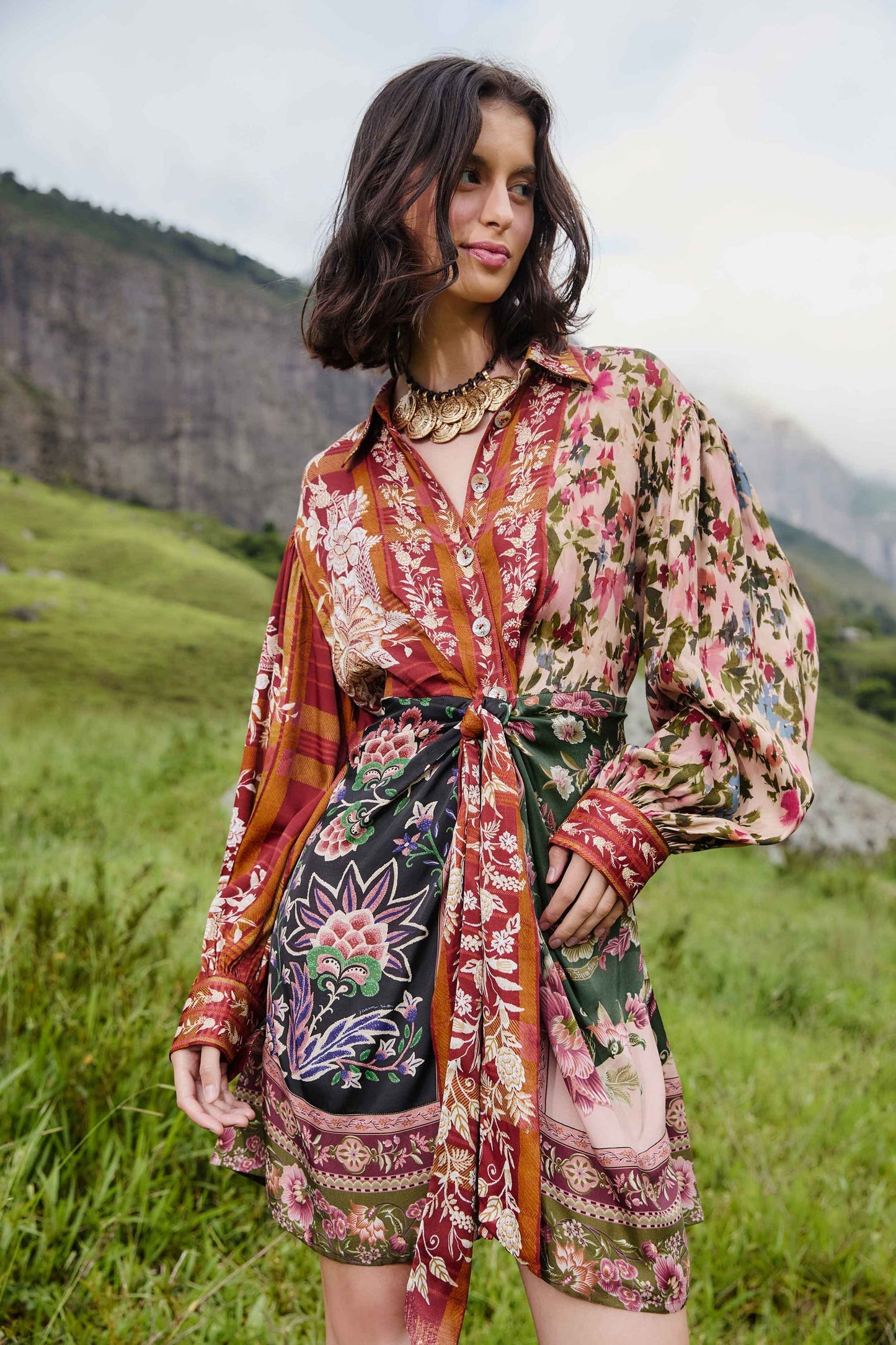 Farm Rio | Mix Mini Dress - Winter Garden