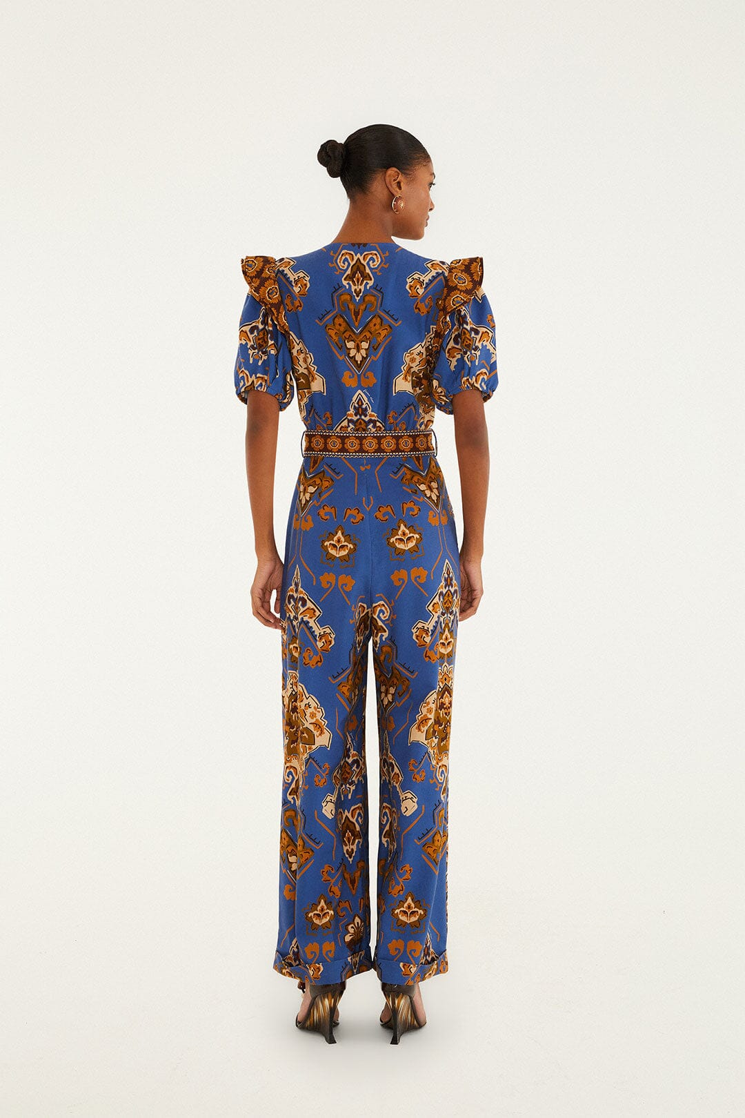 Farm Rio | Ornament Floral Blue Jumpsuit - Blue