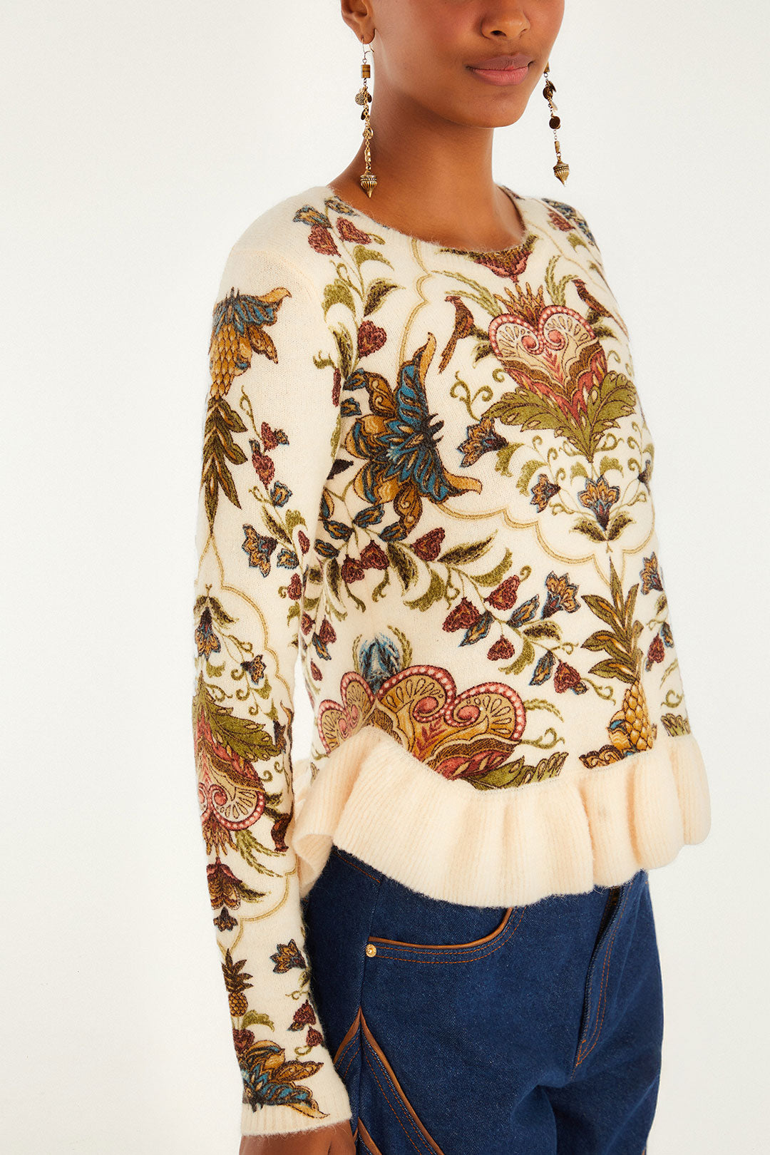 Farm Rio | Majestic Hearts Knit Top - Cream
