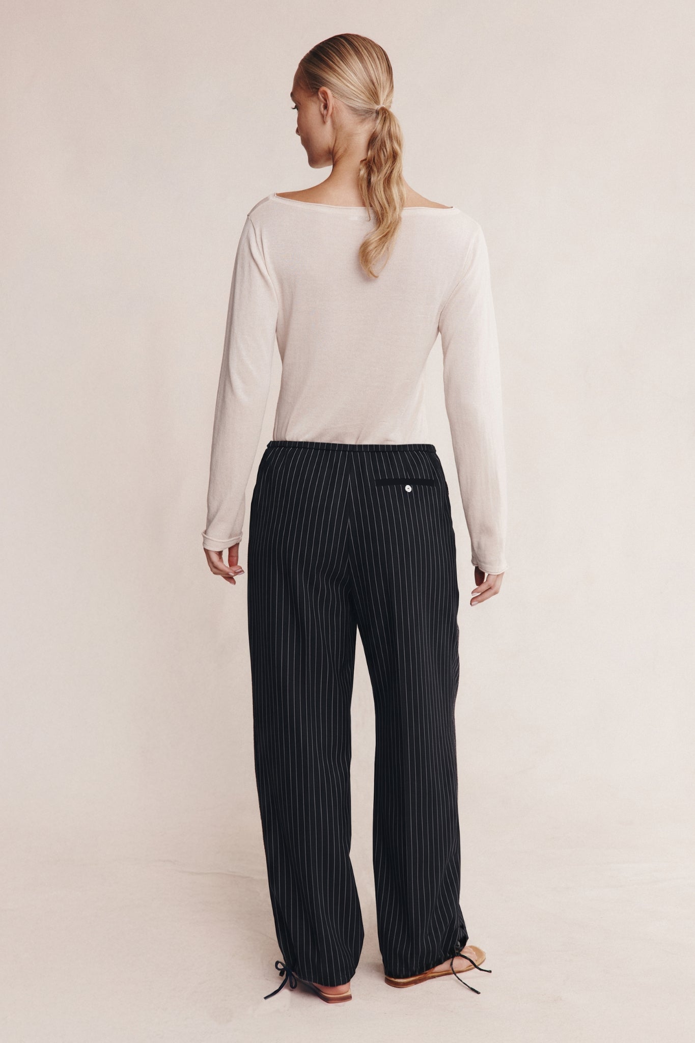 Marle | Fatima Pant - Black Pinstripe