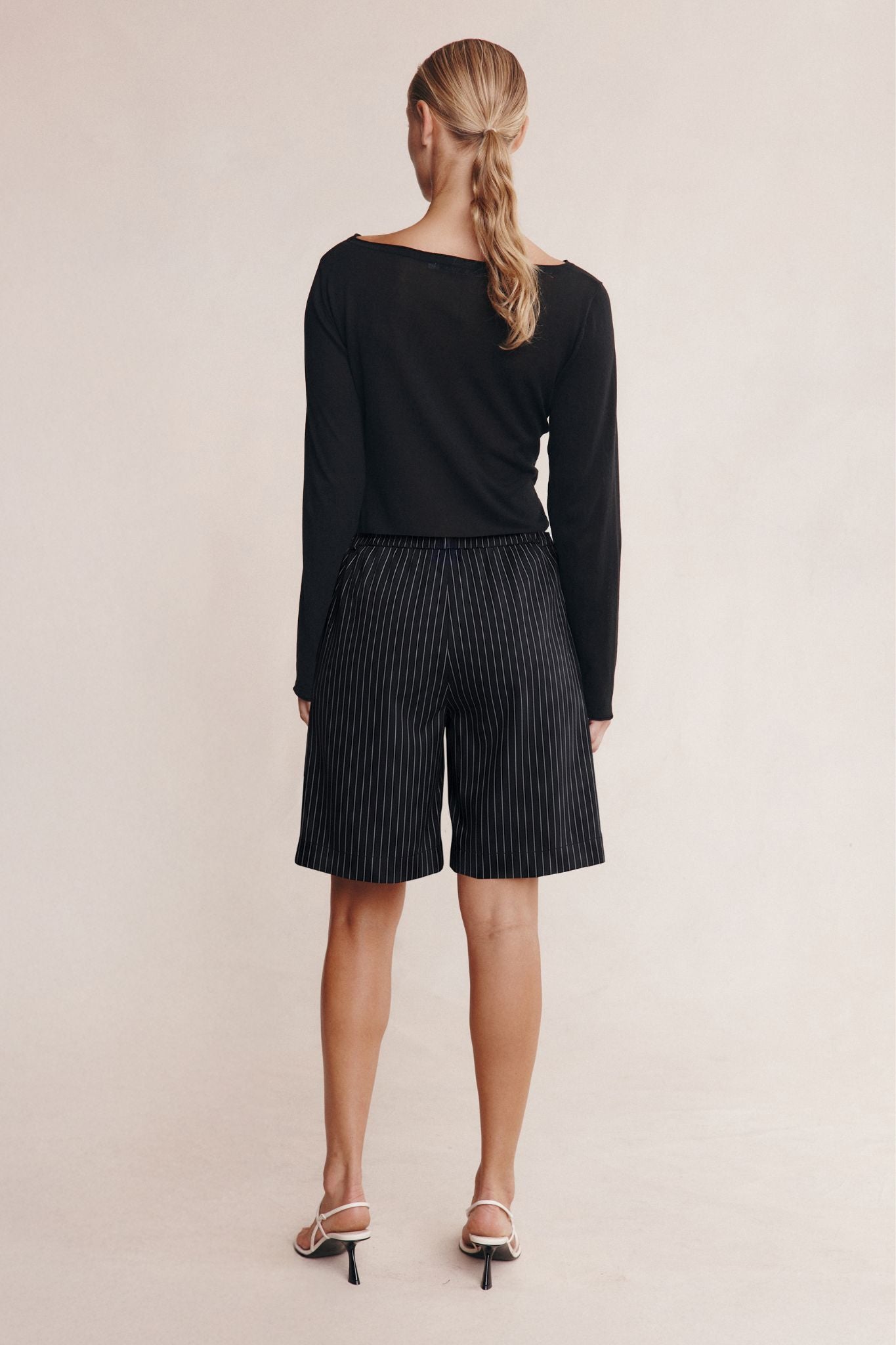 Marle | Nara Short - Black Pinstripe