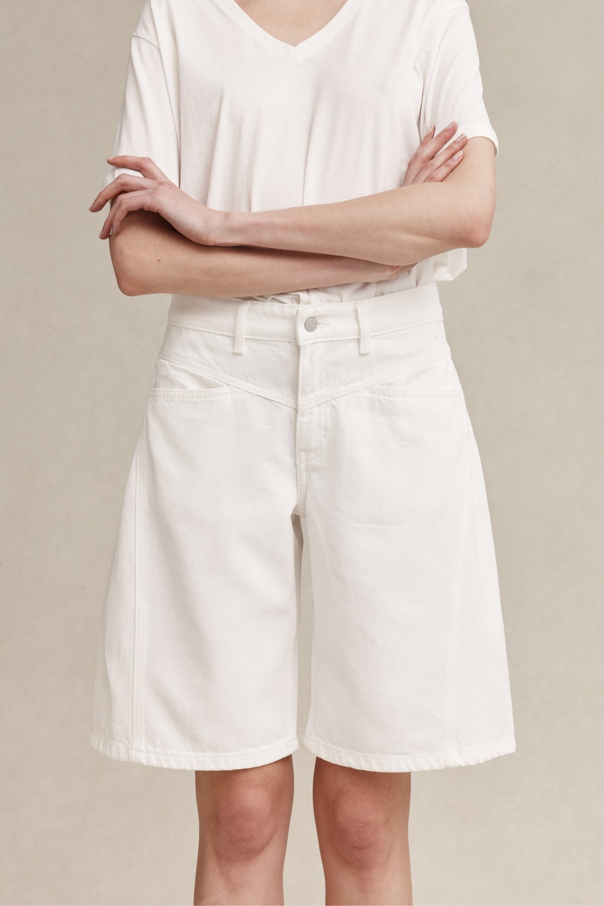 Marle | Cross Stitch Jean Short - Blanc