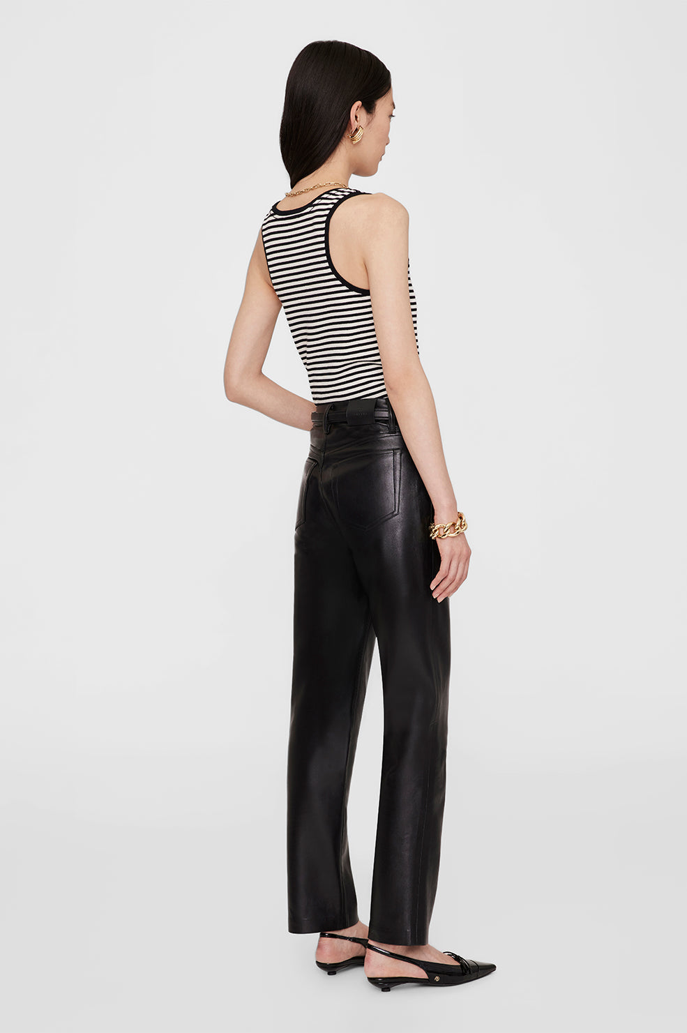 Anine Bing | Alessia Tank - Cream & Black Stripe