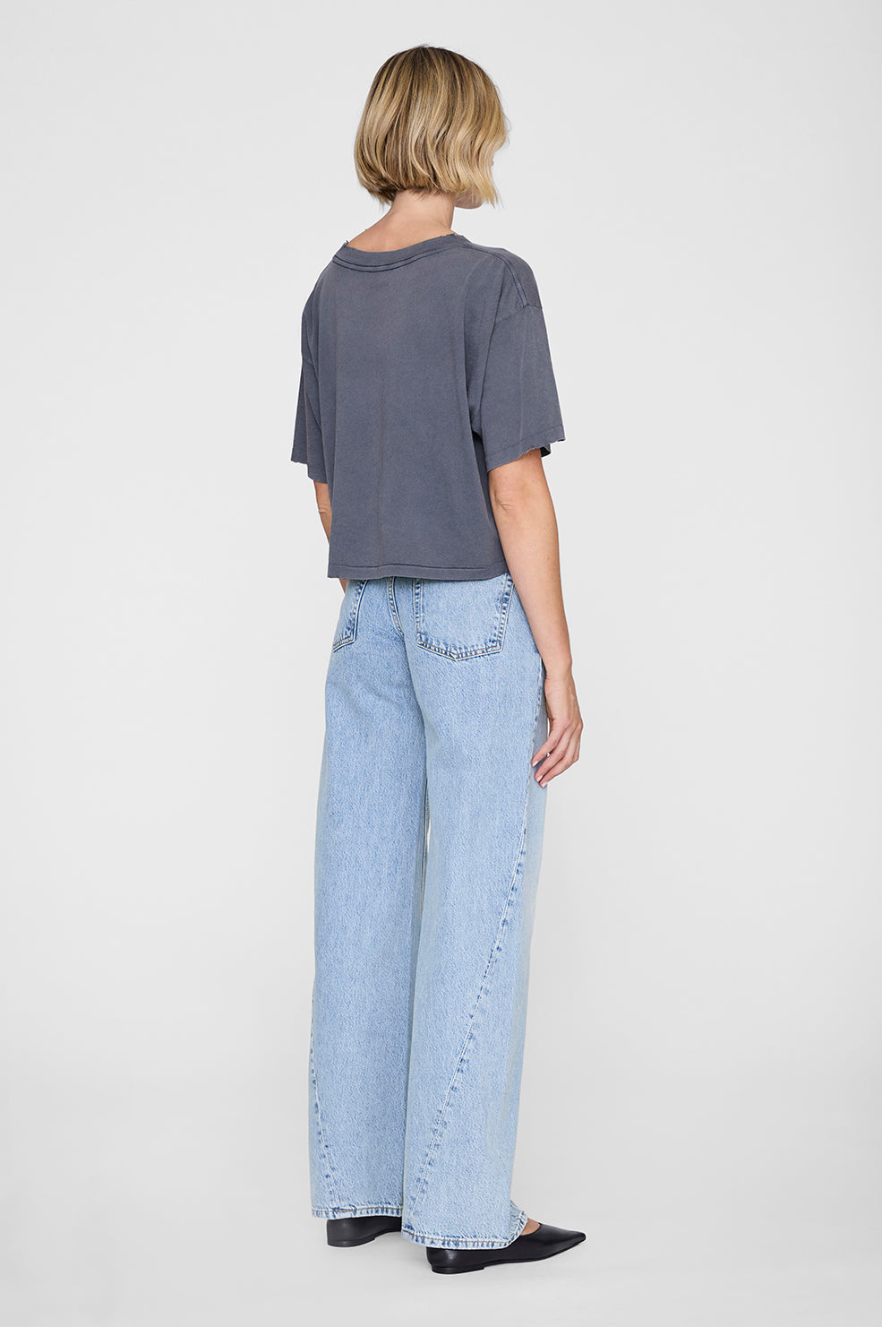 Anine Bing | Johnny Cropped Tee - Washed Grey