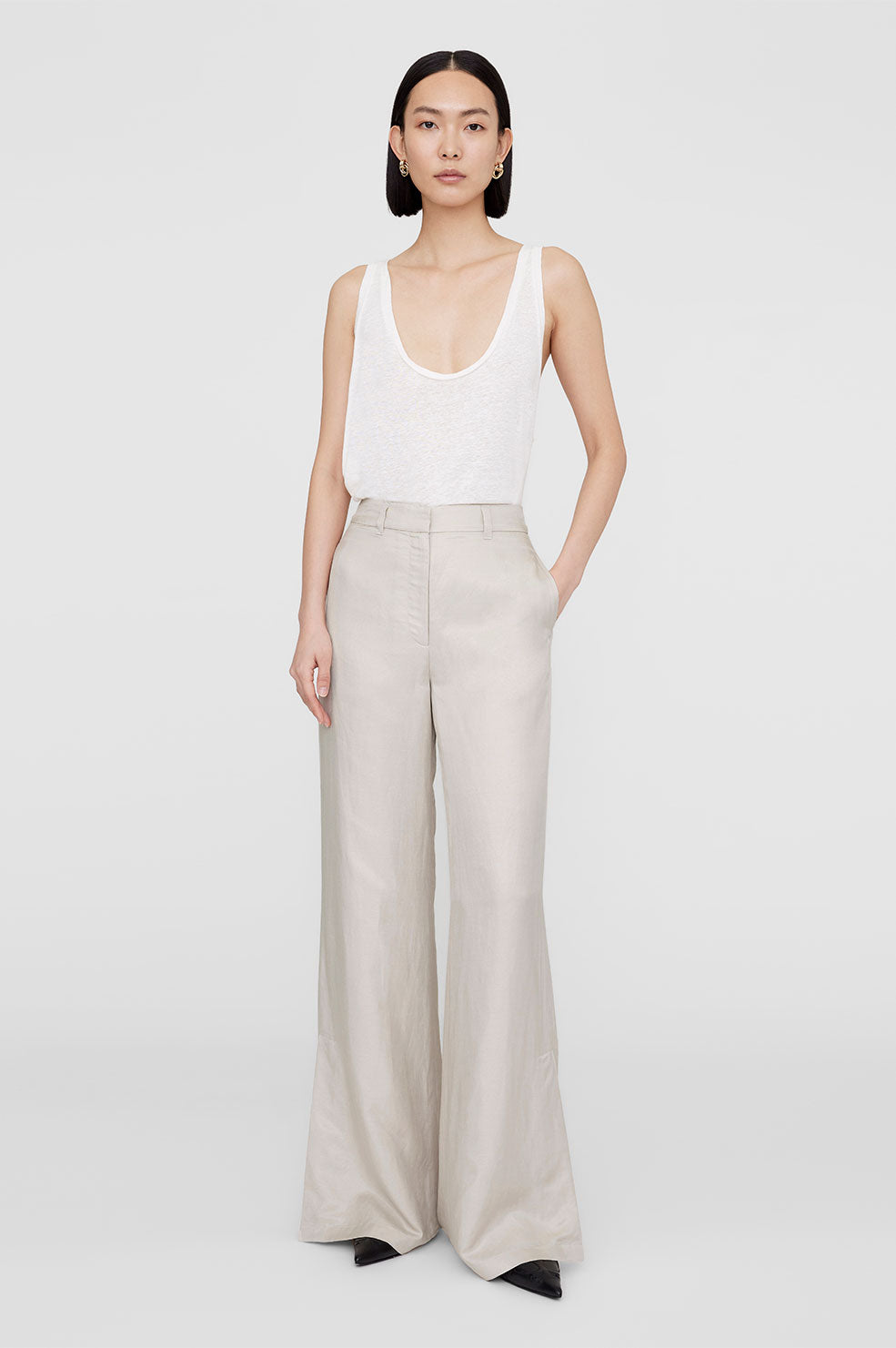 Anine Bing | Lyra Trouser - Dove Linen Blend